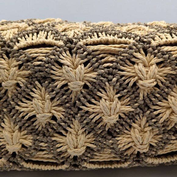 Brighton Women's Straw Shoulder Bag Leather Trim Large, Silver and Wood Hardware - Picture 9 of 16